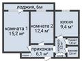 2-комнатная квартира · 53.2 м² · 3/9 этаж, Пушкина за 23.5 млн ₸ в Костанае — фото 2