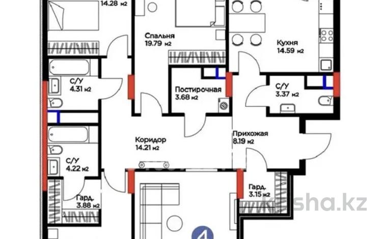4-комнатная квартира · 141 м² · 8/9 этаж, Кайым Мухамедханов 4н за 140.5 млн ₸ в Астане, Нура р-н — фото 2