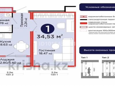 1-бөлмелі пәтер · 35 м² · 6 қабат, Улы Дала 14 — пересечение улиц Айтматова и Улы Дала, бағасы: 21 млн ₸ в Астане, Нура р-н