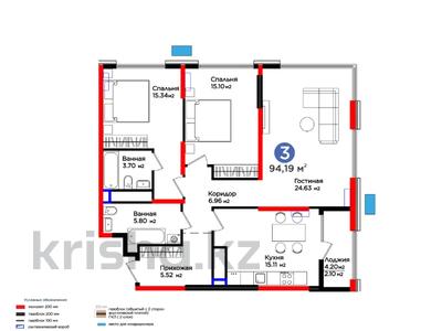 3-бөлмелі пәтер · 95 м², Байтерекова, бағасы: 60 млн ₸ в Шымкенте, Каратауский р-н