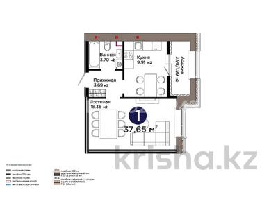 1-бөлмелі пәтер · 37.65 м² · 8/12 қабат, мкр Уркер, Нұра Е-909 участок 31 31, бағасы: 24.5 млн ₸ в Астане, Нура р-н