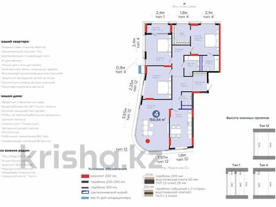 4-комнатная квартира · 150 м² · 4 этаж, Мангилик Ел 57 — Ключи :25.03.27г🪀🪀🪀 за 154 млн ₸ в Астане, Есильский р-н