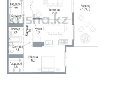 3-комнатная квартира · 100.1 м² · 2/3 этаж, Мкр. Мирас 33A — A club за 176.5 млн ₸ в Алматы, Бостандыкский р-н