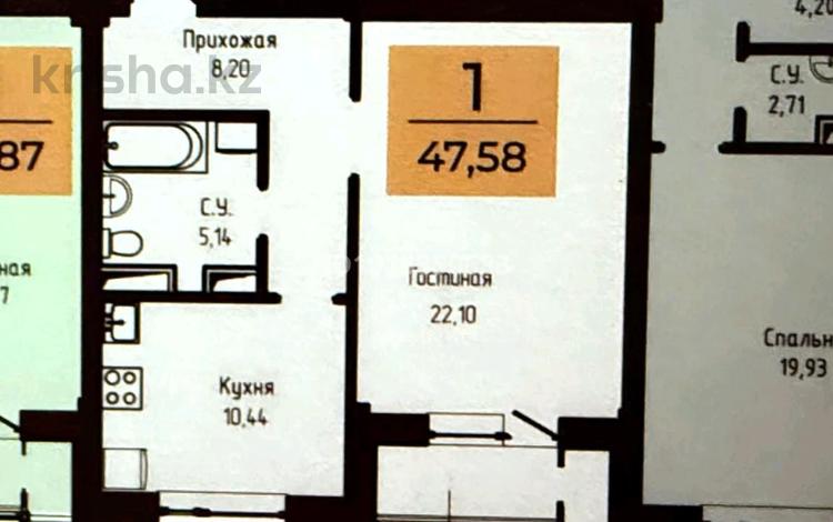 1-комнатная квартира · 48 м² · 14/17 этаж, Чингиз Айтматов 63 за 24 млн ₸ в Астане, Нура р-н — фото 2