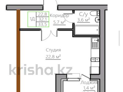 1-бөлмелі пәтер · 33.5 м², Киснеревых ., бағасы: ~ 12.7 млн ₸ в Бурабае
