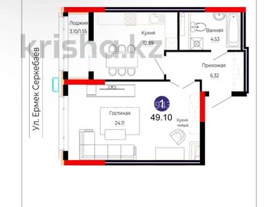 2-комнатная квартира · 49 м² · 15/16 этаж, Е 882 7 — Набережная реки Есиль за 26 млн ₸ в Астане, Сарыарка р-н