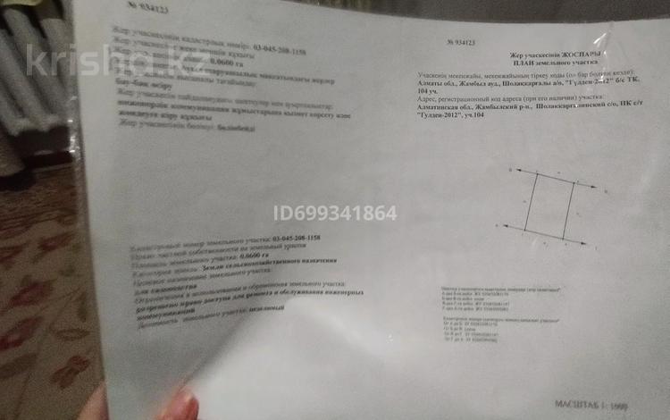 Участок · 6 соток, Гулден-2012 104 за ~ 2.6 млн ₸ в Жамбыл (Жамбылский район) — фото 2