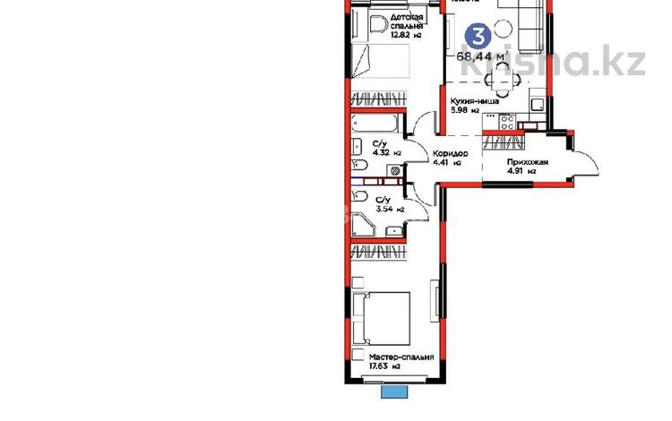 3-комнатная квартира · 67.23 м² · 3/9 этаж, Райымбека 219Б за 60 млн ₸ в Алматы, Жетысуский р-н — фото 2