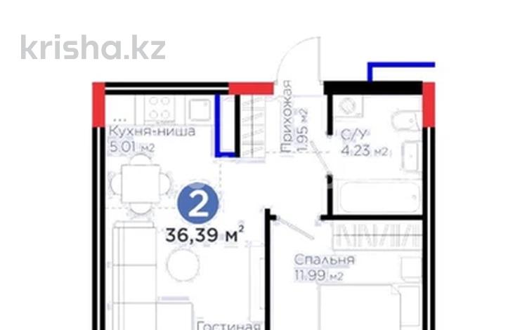2-комнатная квартира · 36.4 м² · 2/9 этаж, Е 354 5 за 23.5 млн ₸ в Астане, Есильский р-н — фото 2