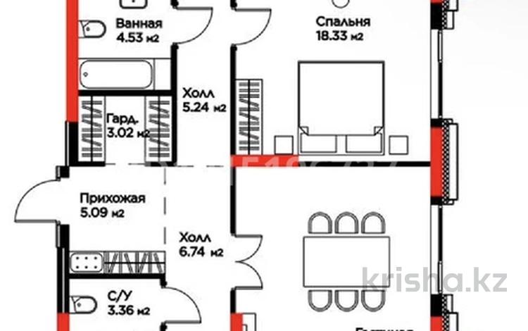 3-комнатная квартира · 133 м², Кайым мухамедханова 6/1 за 120 млн ₸ в Астане, Нура р-н — фото 2