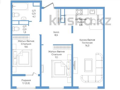 3-комнатная квартира · 58.6 м² · 3/9 этаж, Райымбека 590/9 за ~ 29 млн ₸ в Алматы, Наурызбайский р-н