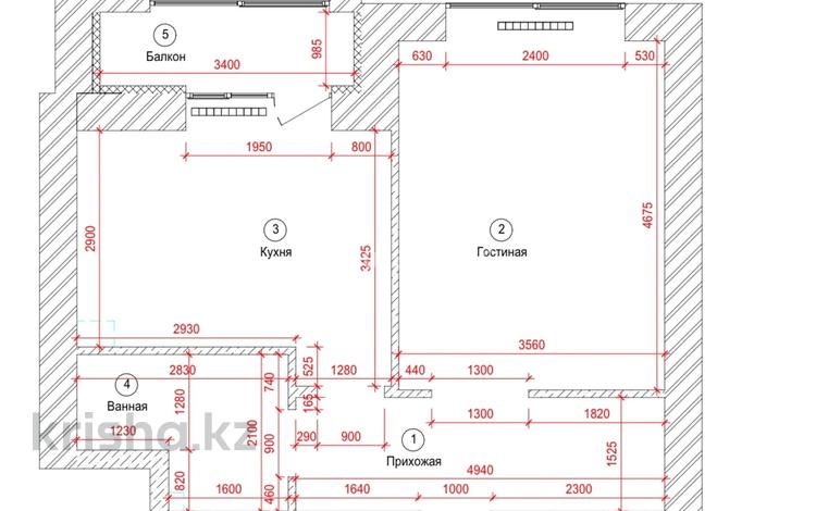 1-бөлмелі пәтер · 43.3 м² · 3/12 қабат, Е-899 5/1, бағасы: 42 млн ₸ в Астане, Нура р-н — фото 2
