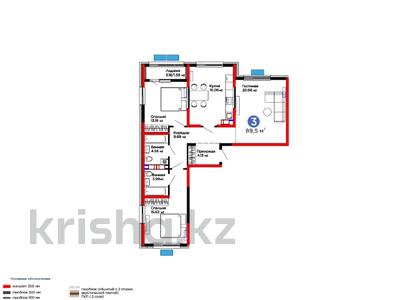 3-бөлмелі пәтер · 90 м², ​Тамерлановское шоссе, бағасы: ~ 32.7 млн ₸ в Шымкенте, Абайский р-н