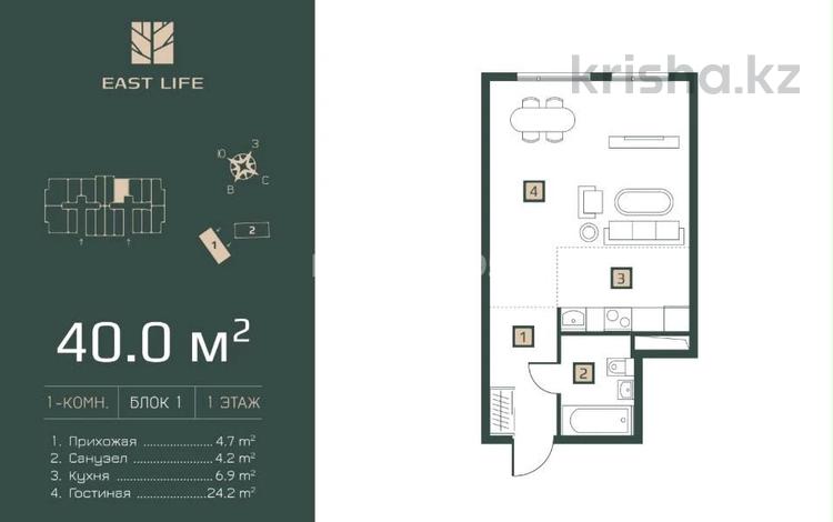 1-бөлмелі пәтер · 40 м² · 5/6 қабат, Ахметова 45а, бағасы: 21.5 млн ₸ в  — фото 2