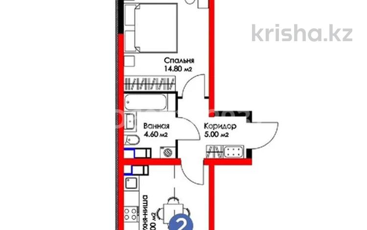 2-бөлмелі пәтер, 45.5 м², 4/16 қабат, ​Туркия 513/7, бағасы: 22.2 млн 〒 в Шымкенте, Каратауский р-н — фото 2