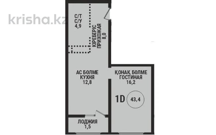2-бөлмелі пәтер · 43.4 м² · 11/12 қабат, Райымбека 210/27 блок 21, бағасы: ~ 33.4 млн ₸ в Алматы, Алмалинский р-н — фото 2