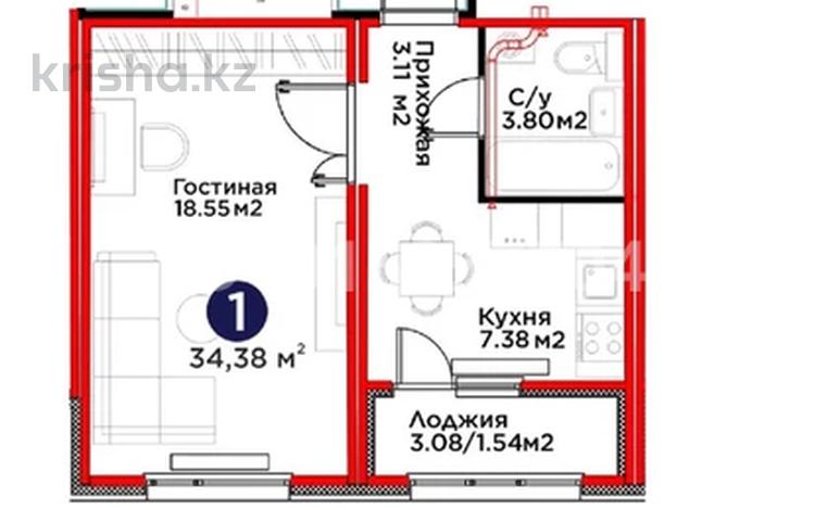 1-комнатная квартира · 35 м² · 5/9 этаж, Е 915 улица 36 за 23 млн ₸ в Астане — фото 2