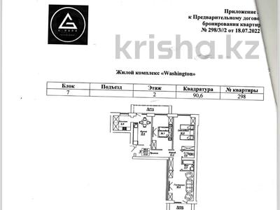 3-комнатная квартира, 90.6 м², 2/10 этаж, Алихан Бокейхан 13 за 32 млн 〒 в Астане, Есильский р-н