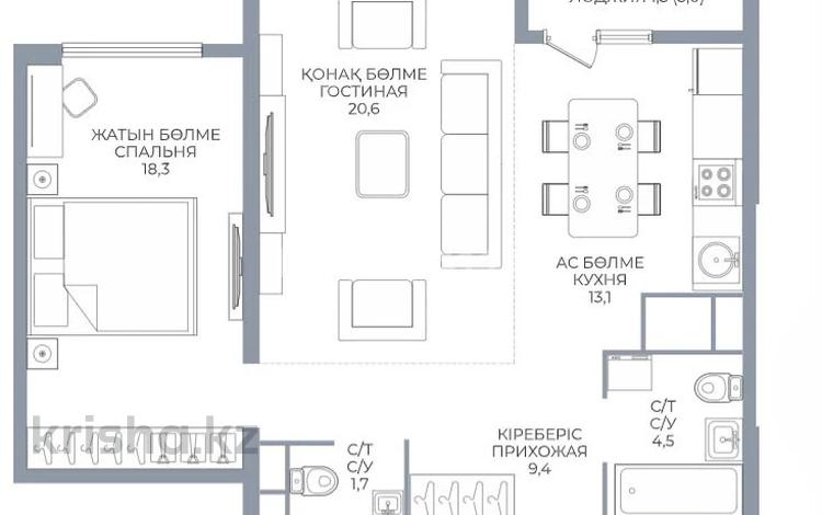 3-комнатная квартира · 70 м² · 10/16 этаж, Каныша Сатпаева 90/55Б за 55.5 млн ₸ в Алматы, Бостандыкский р-н — фото 2