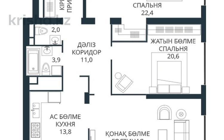 3-комнатная квартира, 120 м², 4/21 этаж, Аль-Фараби 1 — Ходжанова за 86.5 млн 〒 в Алматы, Бостандыкский р-н — фото 2