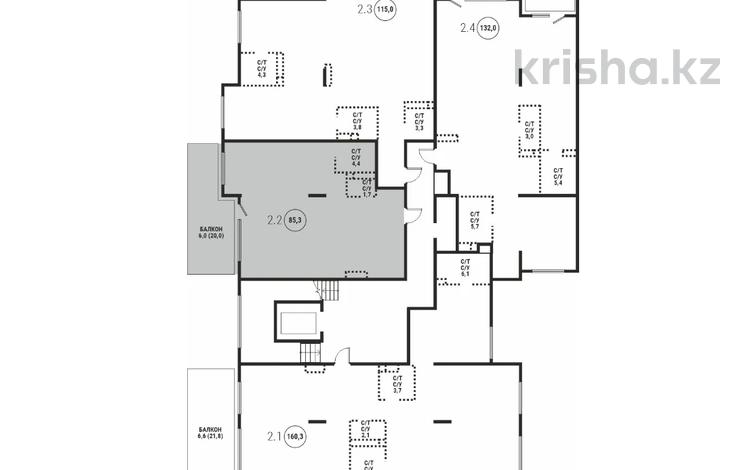 2-комнатная квартира · 85 м² · 2/3 этаж, Мкр. Мирас — БЕЗ КОМИССИИ за ~ 139.1 млн ₸ в Алматы, Бостандыкский р-н — фото 2