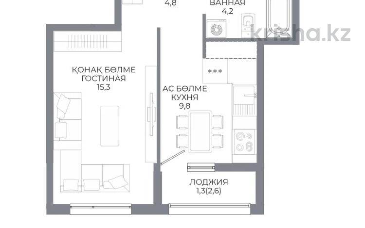 1-бөлмелі пәтер · 36 м² · 6/9 қабат, Ахмет Байтурсынулы 10/3 — БЕЗ КОМИССИИ!, бағасы: ~ 18.8 млн ₸ в Астане — фото 2