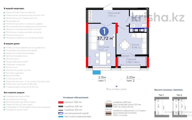 1-комнатная квартира · 38 м² · 6/14 этаж, Улы Дала 10а — СРОЧНО !!! САМАЯ НИЗКАЯ ЦЕНА !!! за 23 млн ₸ в Астане, Нура р-н — фото 3