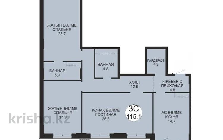 3-комнатная квартира · 114.7 м² · 2/8 этаж, Абубакир Тыныбаев 10 — БЕЗ КОМИССИИ за ~ 92.7 млн ₸ в Астане, Сарайшык р-н — фото 32
