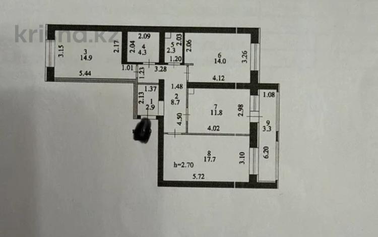 3-комнатная квартира · 80.6 м² · 3/9 этаж, Айтматова 23 — Молдагалиева за 37.5 млн ₸ в Астане, Нура р-н — фото 2