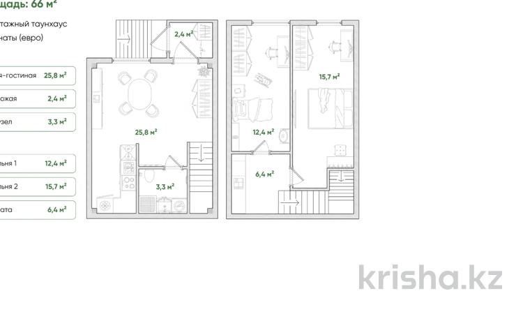 3-комнатная квартира · 66 м², Туздыбстау 1 за ~ 29.2 млн 〒 в Туздыбастау (Калинино) — фото 2