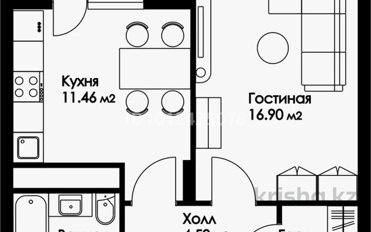 1-комнатная квартира · 42 м² · 4/9 этаж, Нажимеденова 29 за 25.5 млн ₸ в Астане, Алматы р-н — фото 2