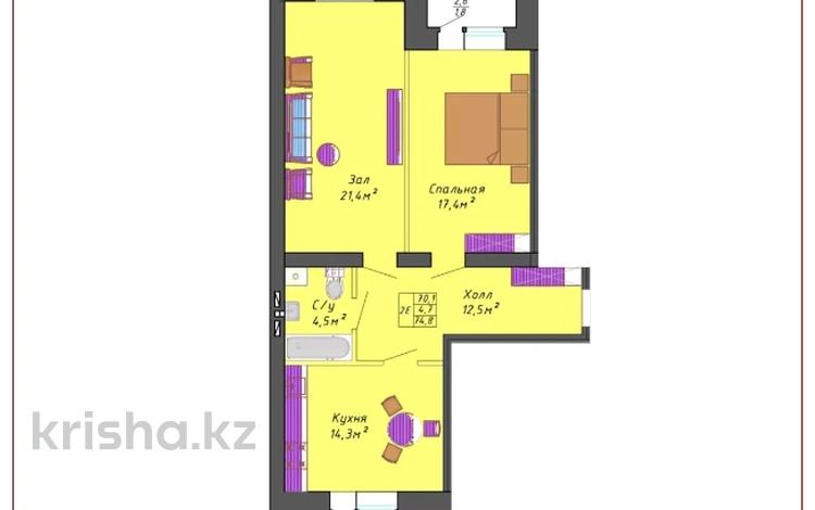 2-комнатная квартира, 72.9 м², 1/9 этаж, мкр. Алтын орда, Микрорайон Алтын Орда 360/2 — ЖК SUNQAR за ~ 17.5 млн 〒 в Актобе, мкр. Алтын орда — фото 2