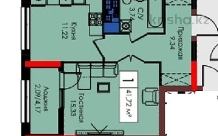 1-комнатная квартира, 41.72 м², 4/20 этаж, Улы Дала за 17.5 млн 〒 в Астане, Нура р-н — фото 2