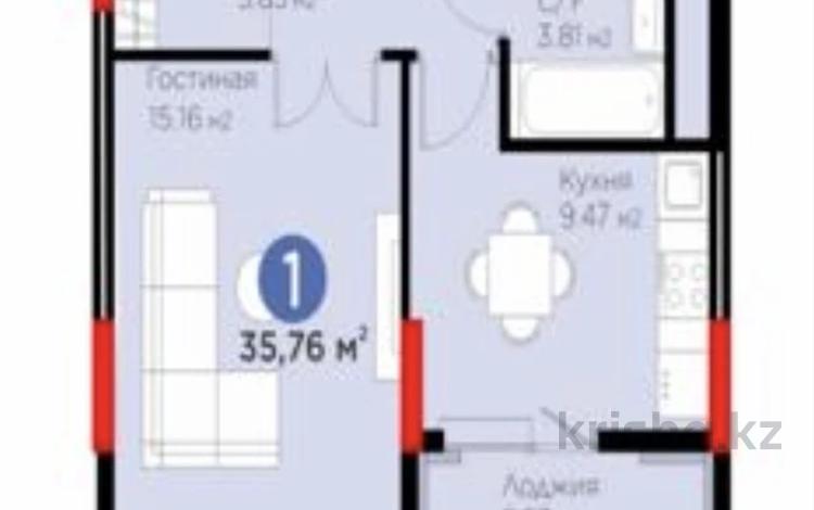 1-бөлмелі пәтер · 36 м² · 5 қабат, Туран 57д, бағасы: ~ 29.5 млн ₸ в Астане, Нура р-н — фото 2