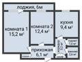 2-бөлмелі пәтер · 53.2 м² · 3/9 қабат, Пушкина 175, бағасы: 23.5 млн ₸ в Костанае — фото 2