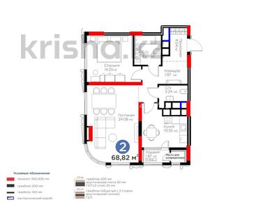 2-комнатная квартира · 70 м² · 17/27 этаж, Туран 41 — Сыганак за 69 млн ₸ в Астане, Нура р-н