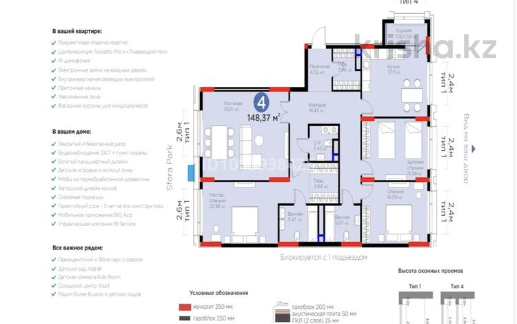 4-бөлмелі пәтер · 148.37 м² · 6/9 қабат, Аль фараби 3/2, бағасы: 148 млн ₸ в Астане, Есильский р-н — фото 2