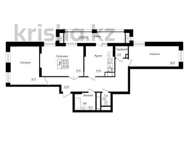 3-бөлмелі пәтер, 107 м², Косшыгулулы, бағасы: 27 млн 〒 в Астане, Сарыарка р-н