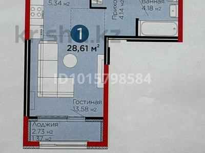 1-бөлмелі пәтер · 28 м² · 5/6 қабат, Бауыржана Момышулы, бағасы: 22 млн ₸ в Алматы, Алатауский р-н
