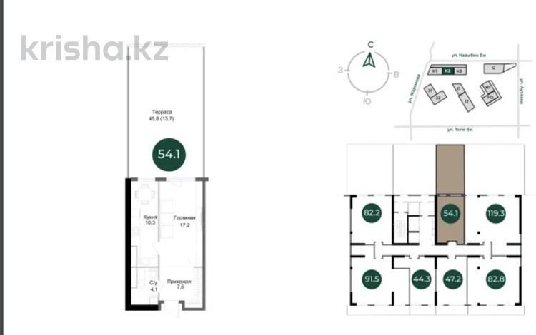 2-комнатная квартира · 54.1 м² · 2/13 этаж, Ауэзова 3A — Гоголя за 39.6 млн 〒 в Алматы, Алмалинский р-н — фото 15
