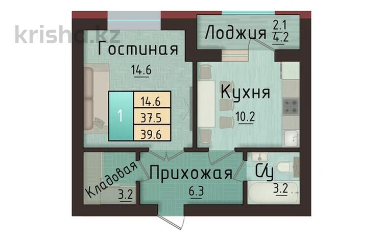 1-комнатная квартира · 39.6 м² · 2/5 этаж, Кошкарбаева 33 за ~ 15.1 млн ₸ в Щучинске — фото 2