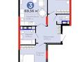 3-бөлмелі пәтер · 69.56 м² · 11/14 қабат, Улы Дала 14, бағасы: 43 млн ₸ в Астане, Нура р-н