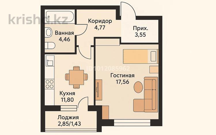 1-бөлмелі пәтер · 43 м² · 1/12 қабат, ул. 9 Января 2, бағасы: 28 млн ₸ в Алматы, Алатауский р-н — фото 2