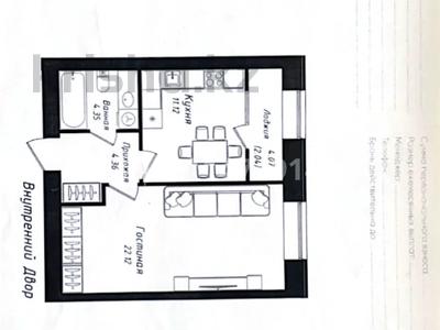 1-комнатная квартира · 44 м² · 10/12 этаж, Улы Дала 38а за 26.9 млн ₸ в Астане, Нура р-н