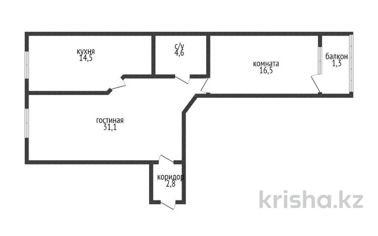 2-комнатная квартира · 70.8 м² · 5/6 этаж, садовая 100г за 22.5 млн 〒 в Костанае — фото 2