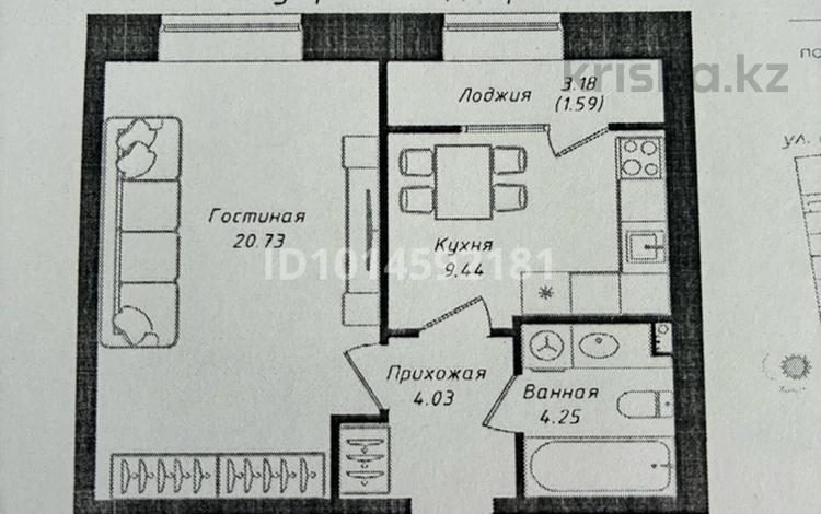 1-бөлмелі пәтер · 40.4 м² · 2/9 қабат, Чингиз Айтматов 77/11, бағасы: 22.4 млн ₸ в Астане, Сарыарка р-н — фото 2