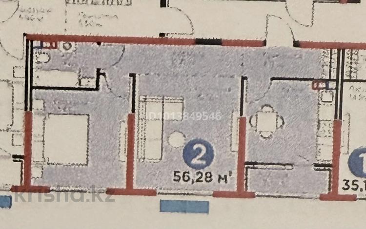2-бөлмелі пәтер · 56.28 м² · 5/6 қабат, ​Приканальная БАК 99а, бағасы: 41 млн ₸ в Алматы, Медеуский р-н — фото 2