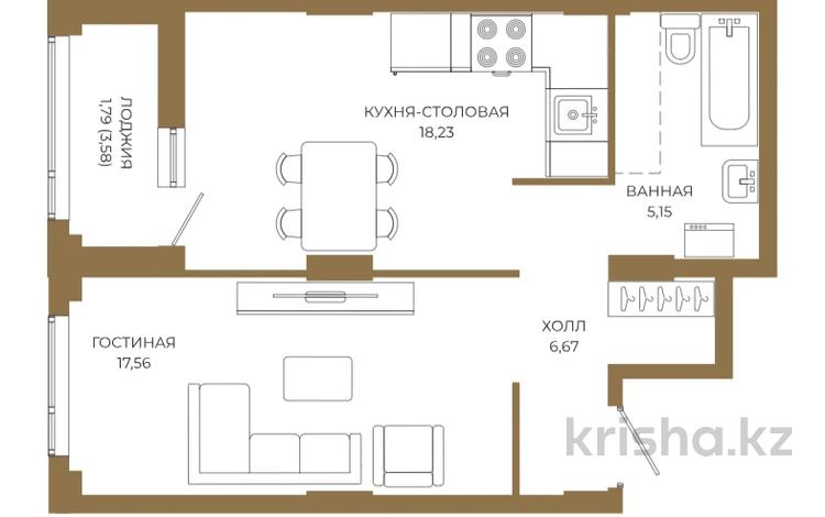 1-бөлмелі пәтер · 49.4 м² · 2/18 қабат, Достык 8/5 — Без комиссии|Рассрочка и ипотека, бағасы: ~ 36.8 млн ₸ в Астане — фото 2