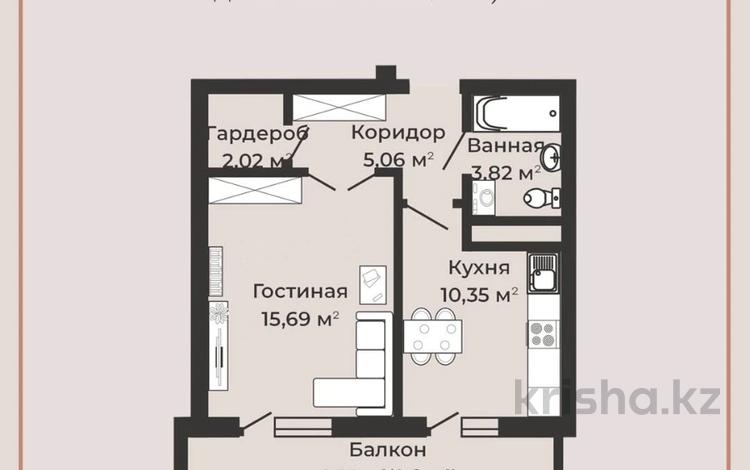 1-бөлмелі пәтер, 38.9 м², 7/7 қабат, Илияса Есенберлина 80, бағасы: ~ 14.4 млн 〒 в Усть-Каменогорске — фото 2