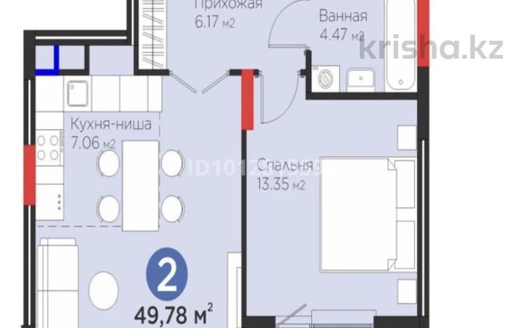 2-бөлмелі пәтер · 50 м² · 5/12 қабат, Турар Рыскулов 18, бағасы: 39.5 млн ₸ в Астане, Есильский р-н — фото 3